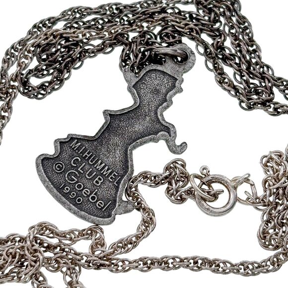 1990 Goebel Hummel Vintage Sterling Silver 925 Merry Wanderer NB33 Necklace 20" - Picture 3 of 5
